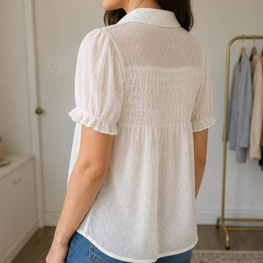 Ivory Smocked Top - Picture 3 of 6